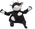 HuggleHounds Knottie Plush Dog Toy - Dog Stuffed Animal Toy, Puppy Toys, Squeaky Dog Toy for Small, Medium & Large Dogs, Durable Plush to Keep Them Busy - Angus Cow, Small