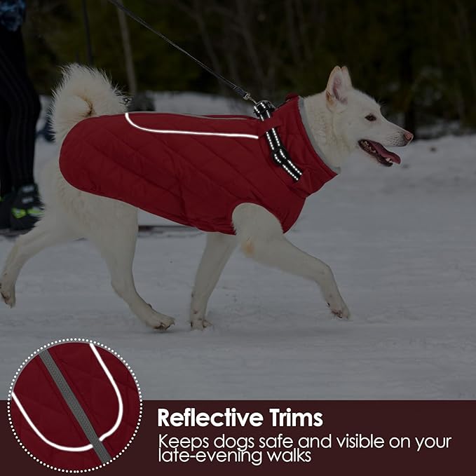 AOFITEE Winter Jacket for Extra Large Dogs, Warm Turtleneck Dog Coat with Back Zipper, Waterproof Dog Puffer Coat for Large Dogs, Pet Snowsuit Warm Snowsuit for German Shepherd, Weimar, Doberman