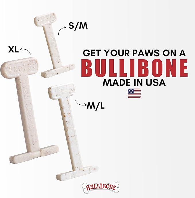 Bullibone Nylon Dog Chew Toy Nylon Bone - Improves Dental Hygiene, Easy to Grip Bottom, and Permeated with Flavor (Bacon, Large - 3 Pack)