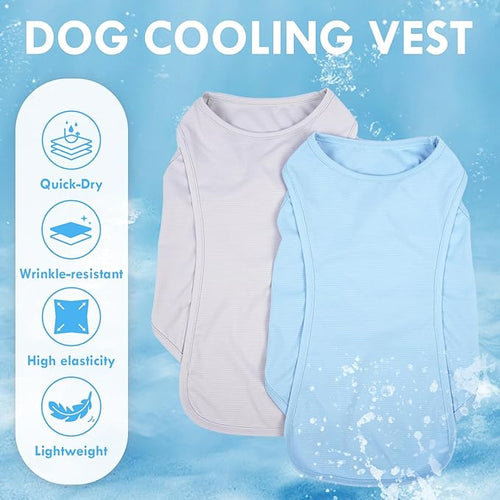 2 Pack Summer Dog Shirt, Quick Dry Cooling T-Shirts for Large Dogs, Sun Protection Breathable Vest, Durable Regulate Temperature Dog Clothes, Blue+Grey, 4XL