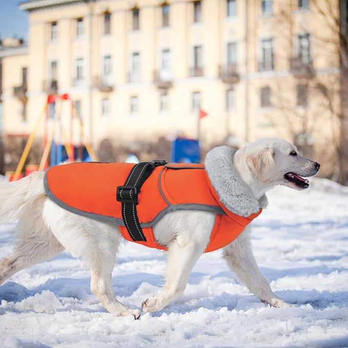 Lelepet Warm Dog Winter Coat Reflective Dog Jacket Fleece Vest Waterproof Windproof Cold Weather Coats with Adjustable Buckle Plush Turtleneck Pet Snowsuit for Small Medium Large Dogs,Bichon,M