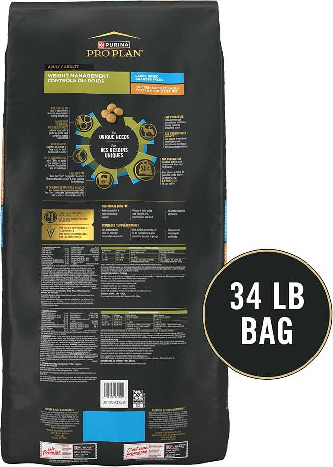 Purina Pro Plan Focus Adult Large Breed Weight Management Formula - 34Lb
