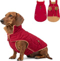 azuza Dog Jacket Waterproof & Windproof Dog Coat for Small Dogs with Thick Fleece, High Collar with Leash Hole, Adjustable Velcro & Elastic Belly, Red M