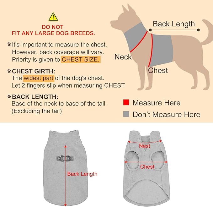 BEAUTYZOO Small Dog Sweater Fleece Vest Winter Jacket, D-Ring Leash Attachment for XS S Puppy Medium Sized Breeds Dogs, Cold Weather Dog Clothes Windproof Keep Warm, Plaid L