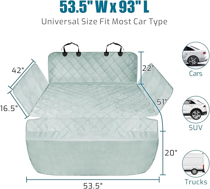 Veckle Cargo Liner, SUV Cargo Cover for Dogs with Side Flaps Hammock Water Resistant Nonslip Dog Seat Cover Cargo Area Protector Scratchproof for SUVs Sedans Vans