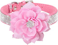 Serijoars Small Dog Collar with Rhinestone Crystal Diamond Colorful Bling Girl Puppy Cat Collars (M, Pink6)
