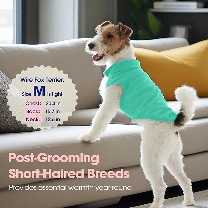 FUAMEY Dog Fleece Vest for Large Dogs,Warm Stretchy Dog Sweatshirts Pullover with Leash Hole Dogs Sweater Soft Pet Turtleneck Cozy Pet Vest Lightweight Sleeveless Cyan XL