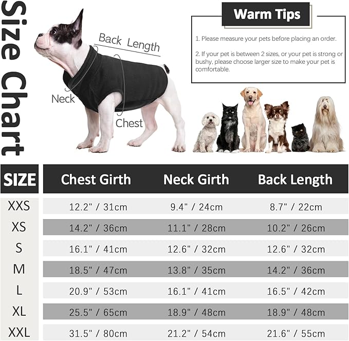 FUAMEY Dog Fleece Vest for Small Dogs,Warm Stretchy Dog Sweatshirts Pullover with Leash Hole Dogs Sweater Soft Pet Turtleneck Cozy Pet Vest Lightweight Sleeveless Black XS