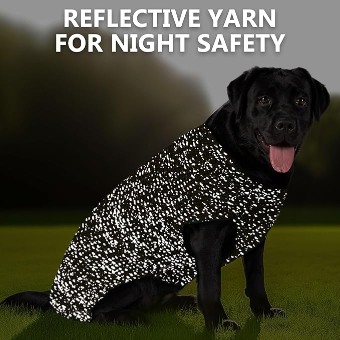 KYEESE Dog Sweater for Large Dogs with Leash Hole Warm Pullover with Reflective Yarn Male Thick Stretchy Knitwear Winter Soft Pet Coat boy for Cold Weather Comfy Dog Sweaters,Brown,XXX-Large