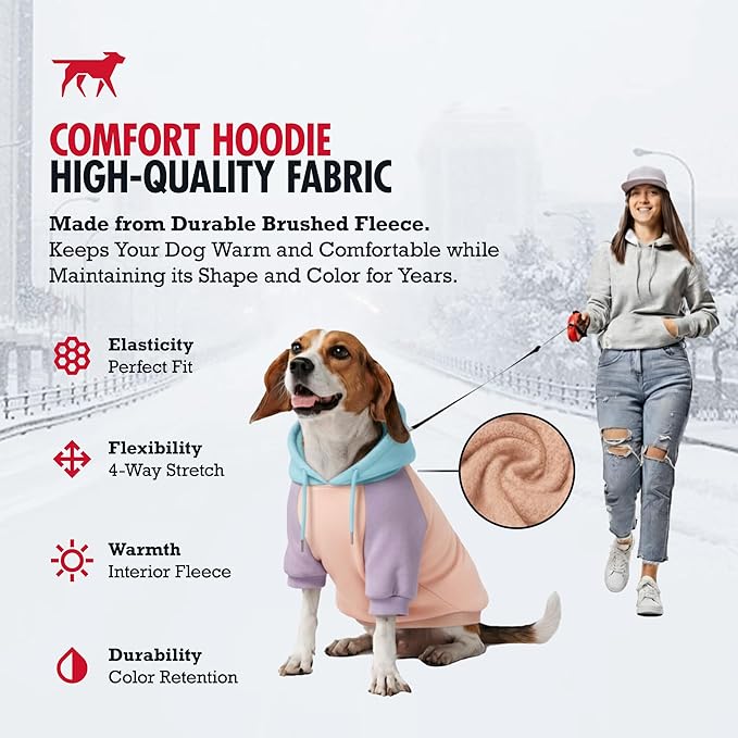 Tuff Pupper Dog Hoodie | Premium Quality 100% Organic Cotton | Ultra Soft Interior for Superior Comfort | Elastic Cuffs & Drawstring for Warmth | Stretch Fit Suitable for All Breeds (Pastel, XS)