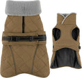 Dog Coat, Waterproof Dog Winter Jacket with Adjustable Buckle, Reflective Turtleneck Pet Snow Vest Warm Fleece Sweater for Small Medium Large Dogs - Khaki, 3XL