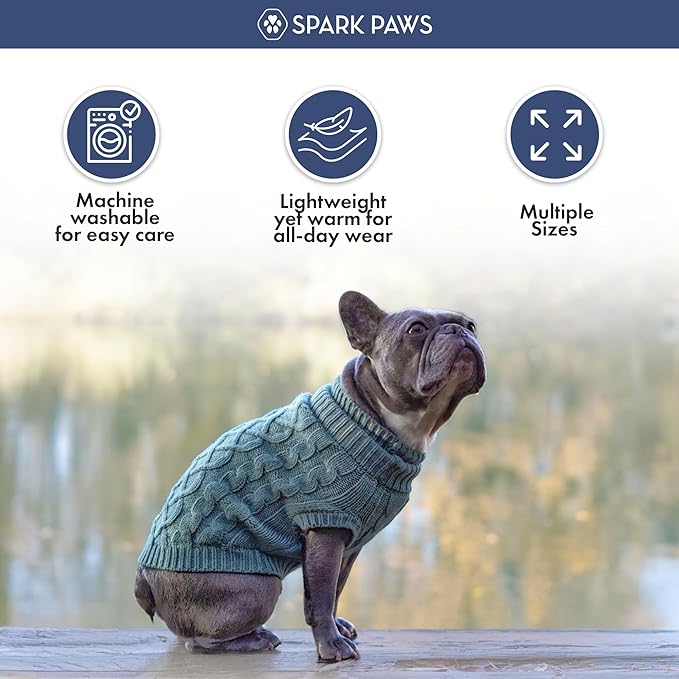 Spark Paws Knit Dog Sweater – Ultra Soft Warm Winter Dog Sweater for Small, Medium & Large Dogs – Stretch Fit Pet Sweater for French Bulldog, Pitbull, Girl & Boy Dogs Jacket, (Pine Green, 4XL)