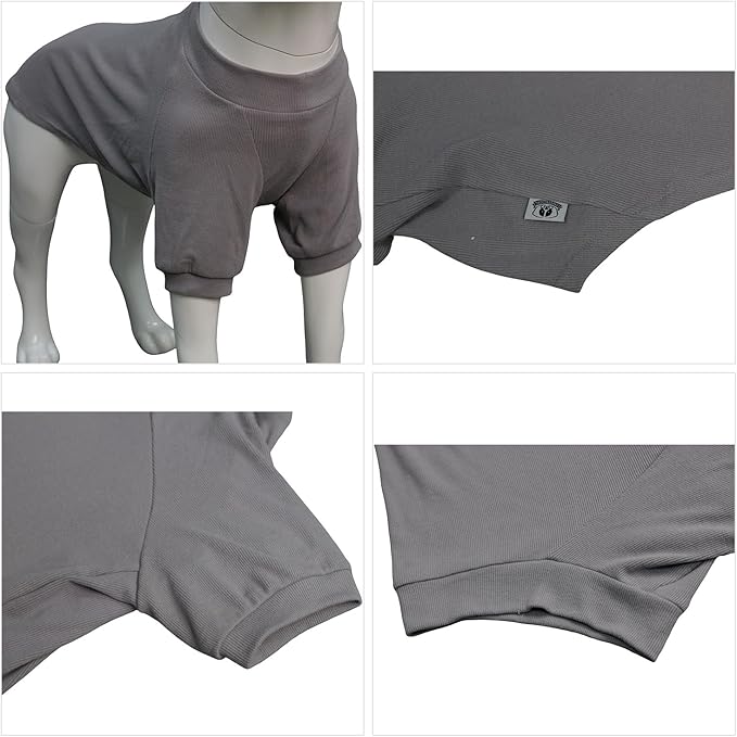 Lovelonglong Ribbed Dog T-Shirt Cotton Knitted Dog Sweaters for All Season Pet T-Shirts for Large Medium Small Dogs Dark Gray 2XL