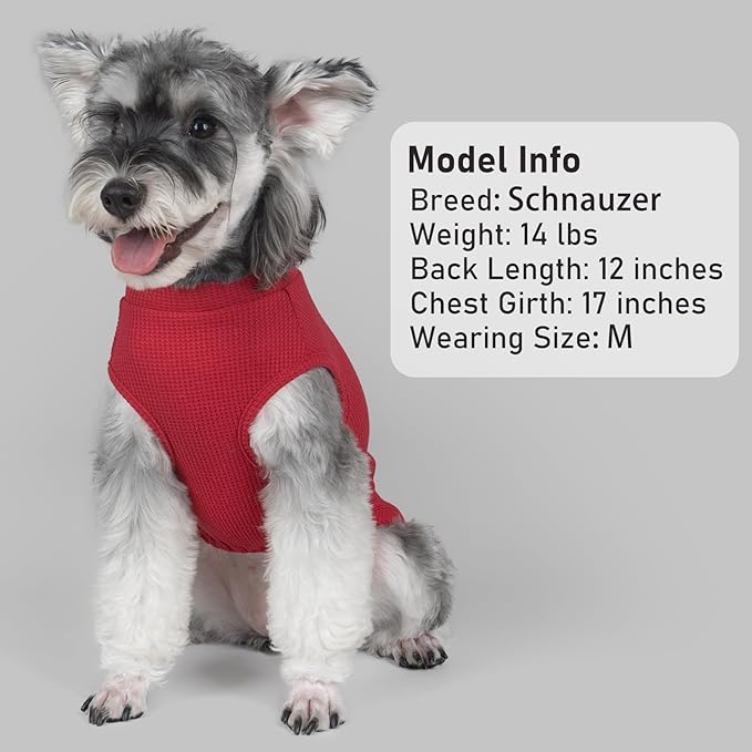 KYEESE 2Pack Waffle Dog Shirts for Small Dogs Stretchy T-Shirts Lightweight Tank Top Sleeveless Striped Vest Breathable Pet Tee, X-Large, Red+Striped