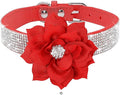 Serijoars Small Dog Collar with Rhinestone Crystal Diamond Colorful Bling Girl Puppy Cat Collars (M, Red6)