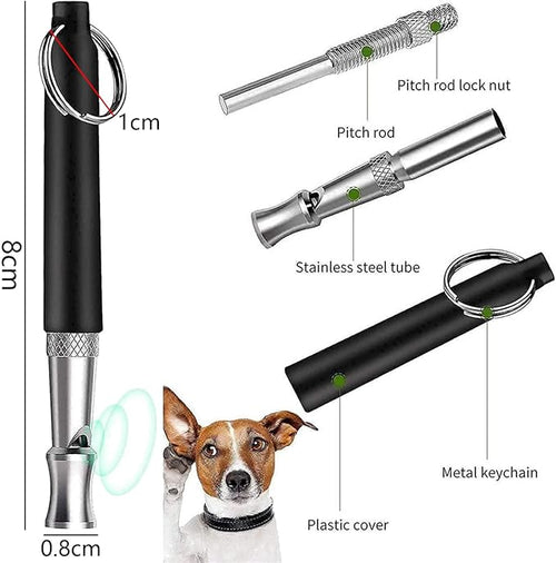 2 Pcs Dog Ttraining Whistles，Adjustable Silent Dog Whistle，with Lanyard，Black and White