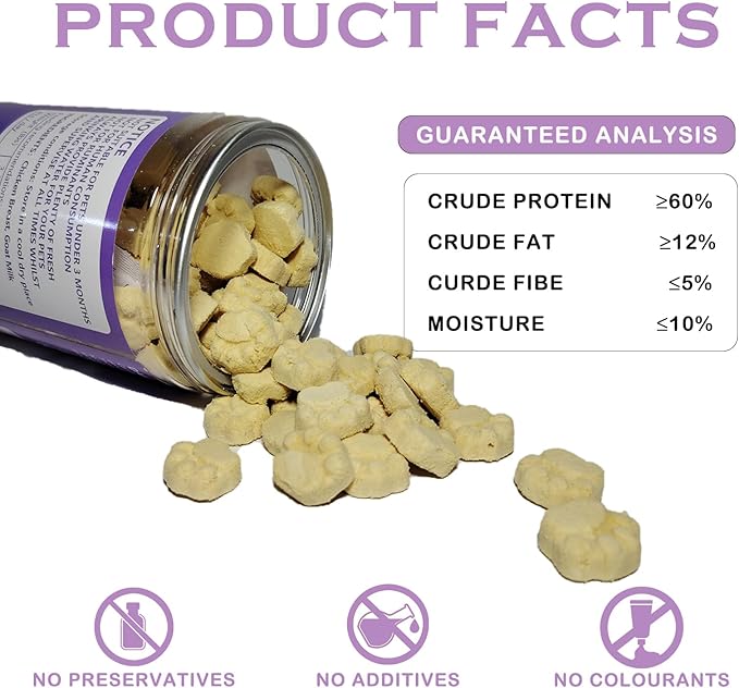 Freeze Dried Goat Milk & Chicken Treats Dogs & Cats Treats, Grain-Free Probiotic Snacks for Sensitive Stomach, High Protein Training Rewards for Dogs Cats, 4.5 oz