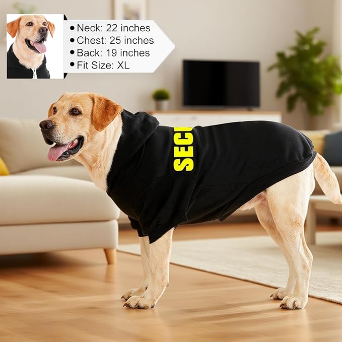 EXPAWLORER Security Dog Hoodie Puppy Sweater - Dog Sweatshirt Soft Fleece Lined Pet Clothes, Cold Weather Hooded Jacket Coat Keep Warm for Small Medium Large Dogs, Medium