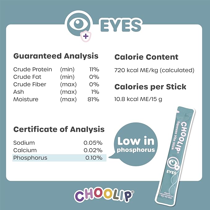 Choolip Squeeze Vita Stick Lickable Cat & Dog Treats – 14 Sticks (2×7 Value Bundle) Eye Support, Creamy Grain-Free Puree with Lutein, Astaxanthin, Omega 3 & Vitamin E for Vision & Ocular Health