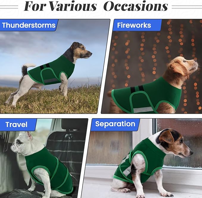MIGOHI Dog Anxiety Relief Coat,Comfort Anxiety Vest for Dogs,Adjustable Dog Anxiety Calming Wrap for Fireworks,Thunderstorm,Travel,Separation,Anxiety Jacket for Small Dogs,S,Green