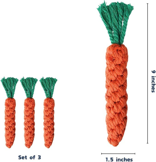 2ME 3 PCS Carrot Dog Rope Toys for Dogs, Durable Chew Toys for Aggressive Chewers, Entertainment and Interaction, Teeth Cleaning and Chewing, All-Cotton