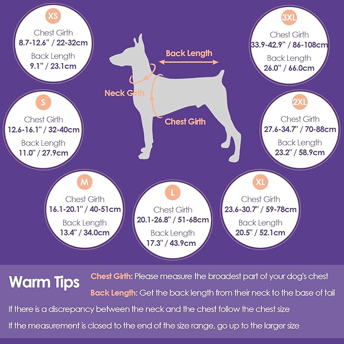 SUNFURA Dog Coat, Warm Dog Coat XXL Puffer Jacket with Harness Hole, Reflective Pet Snow Jacket Turtleneck Fleece Vest for Weimaraner, Labrador, Golden Retriever, Orange 2XL