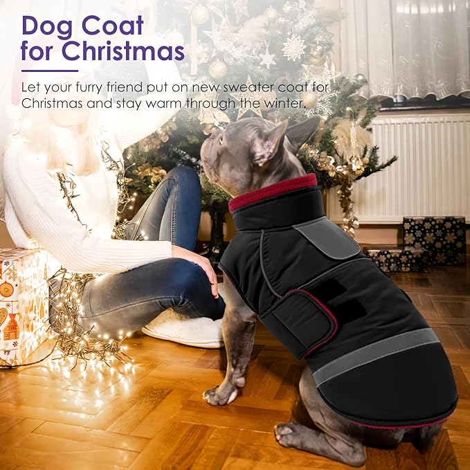 SUNFURA Dog Coat, XXXL Dog Winter Jacket, Warm Snow Jacket for Extra Large Dogs, Reflective Puffer Coats Waterproof Snowsuit for Great Dane, Black XXX-Large