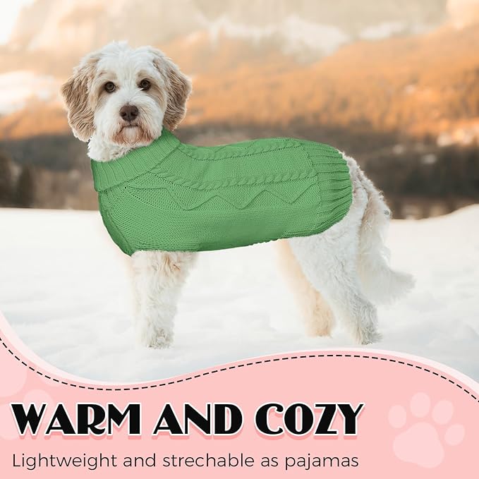 Dog Sweaters for Small Medium Large Dogs Girl, Soft Warm Turtleneck Pup Dogs Shirt, Double Knitting Collar for Outdoor Playing, Warm Dog Clothes (XL,Green)