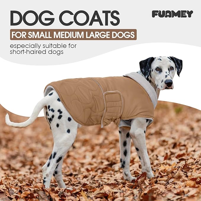 FUAMEY Winter Warm Fleece Turtleneck Dog Jacket, Thick Waterproof Windproof Coats, Dog Snowsuit Vest for Small Medium Large Dogs Pet Clothes