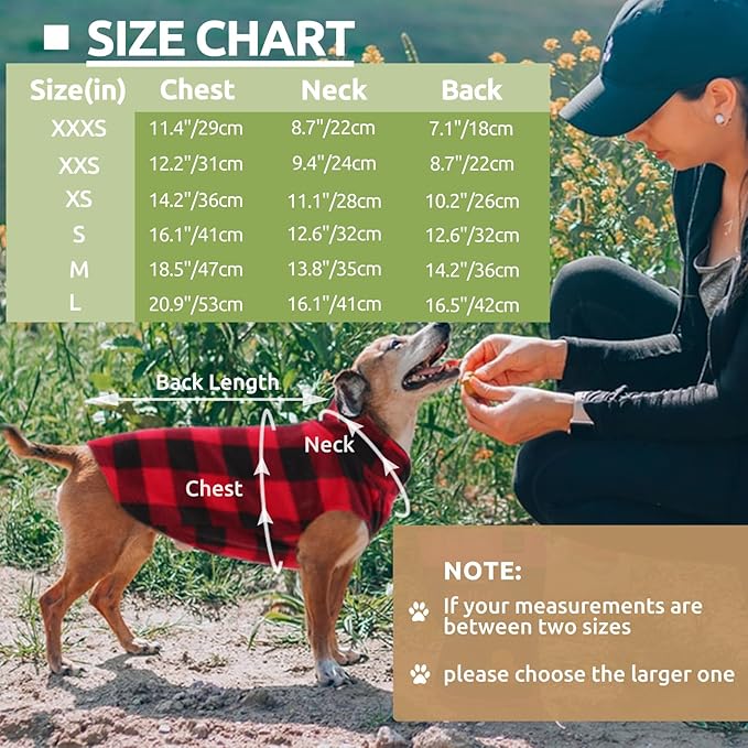 KAMA BRIDAL Spring Autumn Winter Coat Pullover Fleece Vest for Cats Small and Medium Dogs Thin Sweater Red & Black Plaid (Red, XXXS)