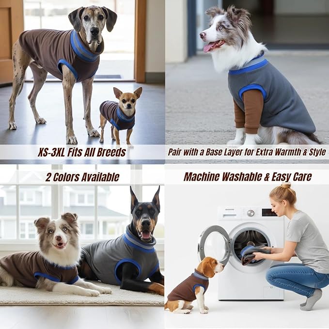 Winter Warmth Classic Turtleneck Vest Fleece Dog Clothes, Lightweight Coat for Extra Large Dogs with Back-Zipper, Thermal Doggie Vests Sweater with Reflective Strips for Great Dane Doberman(Brown,3XL)