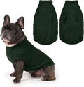 PUPTECK Dog Sweater, Turtleneck Warm Knitted Pullover Coat, Thick Cable Knitwear Clothes in Winter, Pet Apparel Outfits for Small Medium Dogs, for Cold Weather Indoor & Outdoor, Deep Green S