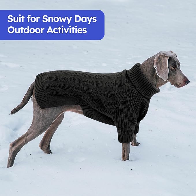 ASENKU Dog Sweater for Medium Dog Girls Boys, Fall Winter Turtleneck Long Sleeve Pet Christmas Sweater, Pullover Sweatshirt for Dachshund, Westie (Grey, M)