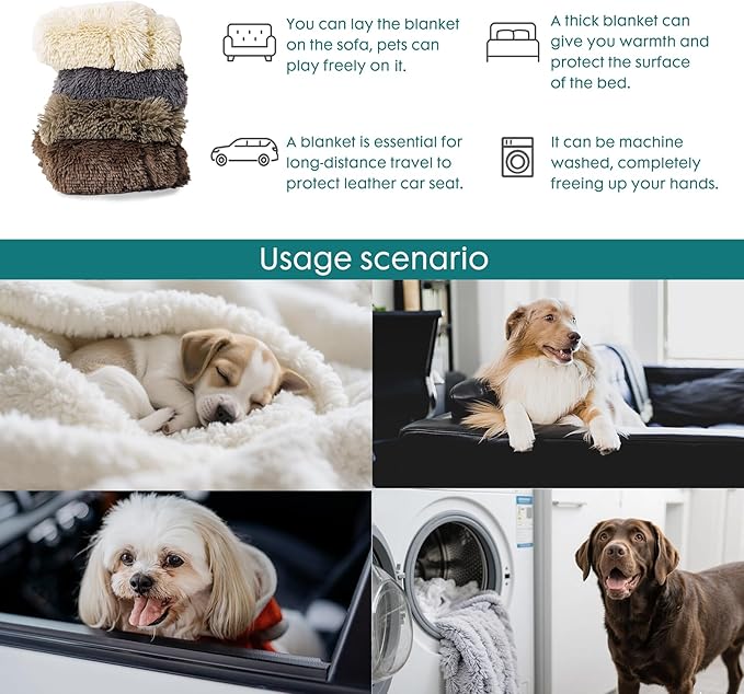 gogobunny Waterproof Dog Blanket for Large Dogs, Cats, Puppy, Reversible Faux Fur Pet Throw Blanket, Washable, Calming Furniture Protection for Sofa Bed (40x50 Inch (Pack of 1), Beige)