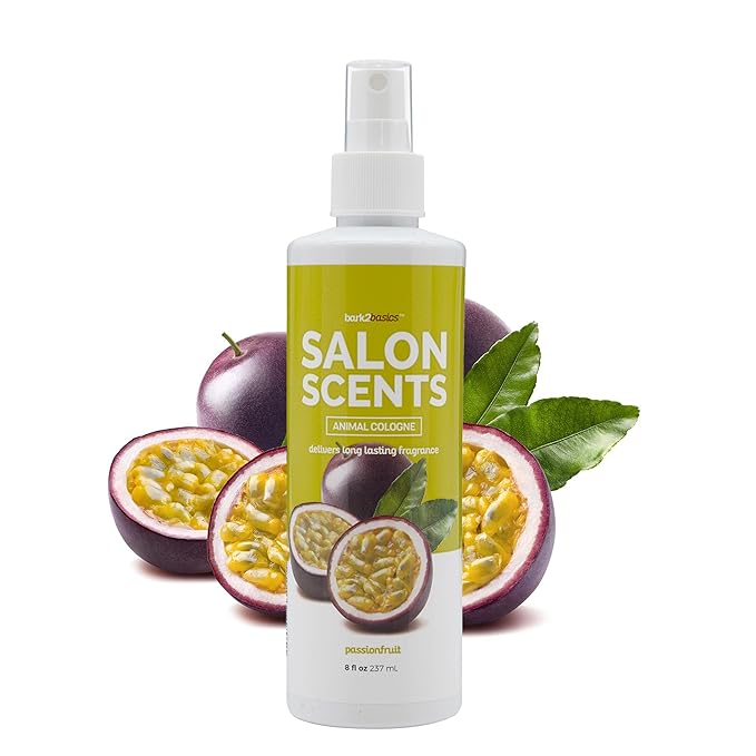 Bark2Basics Salon Scents Pet Grooming Cologne - 8 oz, Natural Professional Groomer Perfume for Dogs and Cats, Long Lasting, Deodorizing, Conditioning (Passion Fruit)