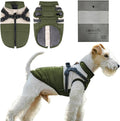 Dog Winter Coat for Small & Medium Dogs (Up to 31lb), Waterproof Dog Coat with Harness, Puppies Windproof Puppy Puffer Jacket, Snowsuit for Dachshund,Frenchie, Corgi (Classic Green, Small)