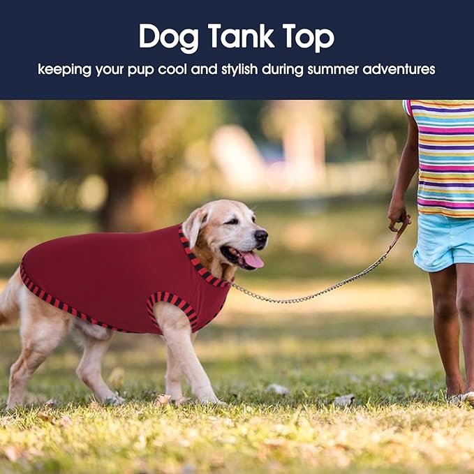 IECOii 2 Pack Sleeveless Dog Tees Shirt | Comfortable & Lightweight Fabric, Easy On/Off for Active Dogs, Coffee+DarkRed, L