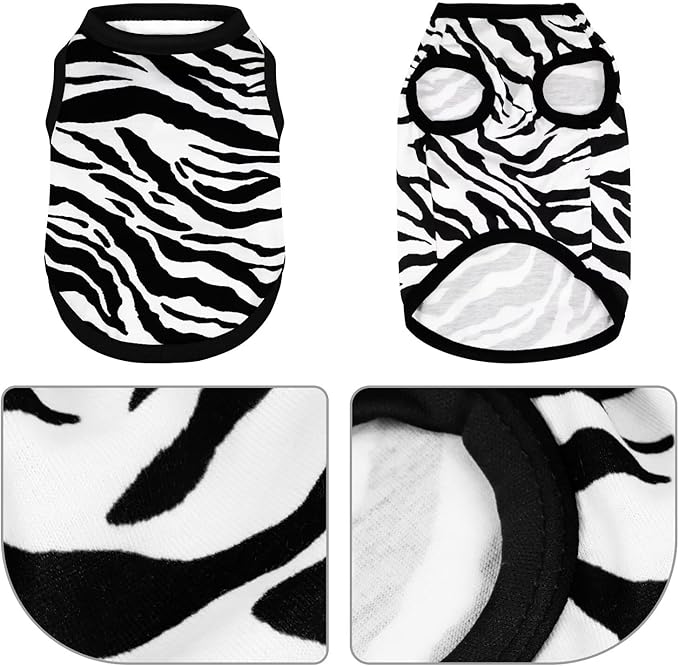 Adorable Zebra Print Dog Shirts – Lightweight, Cozy Outfit for Small to Medium Dogs, Soft & Snuggly Pet Wear for Everyday Comfort and Cuteness.Black L