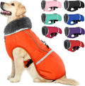 QBLEEV Warm Dog Coat Reflective Dog Jacket, Waterproof Dog Winter Coat Turtleneck Dog Clothes for Cold Weather, Thick Fleece Dog Snowsuit Christmas Dog Vest Pet Apparel for Small Medium Large Dogs 3XL