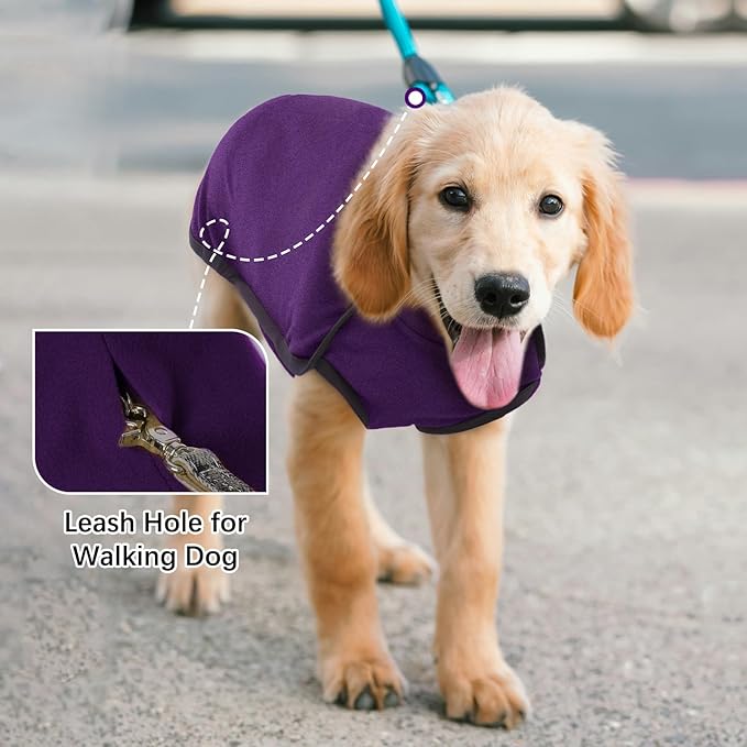 ROZKITCH Dog Winter Coat Soft Pullover Pajamas, Pet Windproof Warm Cold Weather Jacket Vest Cozy Jumpsuit Apparel Outfit Clothes for Walking Hiking Travel Sleep Purple XXS