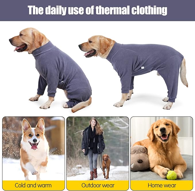 Dog Winter Coat,Warm Dog Jacket,Puppy Polar Fleece High Collar Full Body Snowsuit,Comfort Windproof Sweater(Grey,XL)