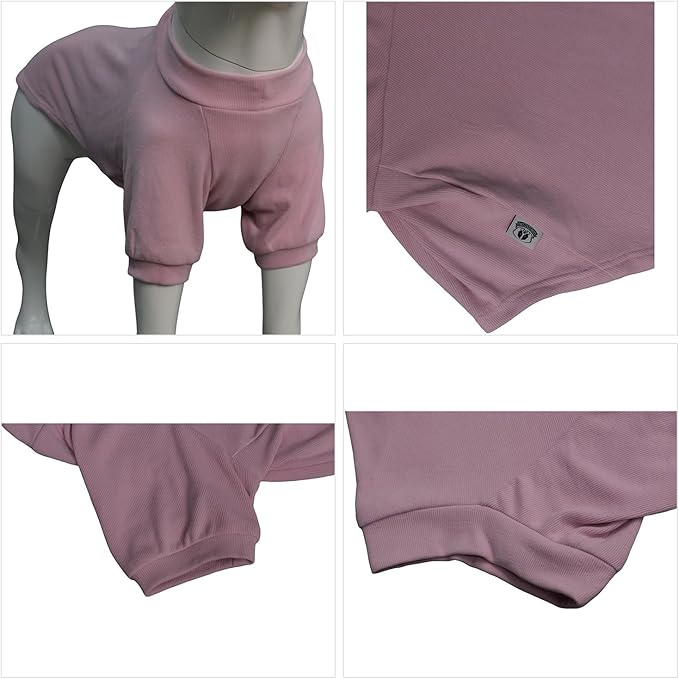 Lovelonglong Ribbed Dog T-Shirt Cotton Knitted Dog Sweaters for All Season Pet T-Shirts for Large Medium Small Dogs Light Pink XS
