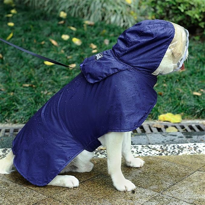 Pet Raincoat Packable Hooded Dog Rain Jacket Reflective Strips Lightweight Adjustable Poncho for Small Medium Large Dogs Blue XS