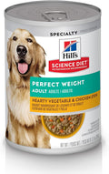 Hill's Science Diet Perfect Weight, Adult 1-6, Weight Management Support, Wet Dog Food, Chicken & Vegetables Stew, 12.5 oz Can, Case of 12