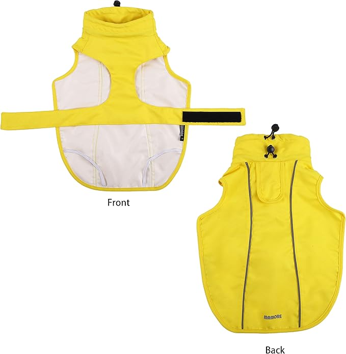 Waterproof Dog Raincoat with Reflective Strip, Adjustable Breathable Rain Coat Jacket with Leash Hole for Dogs (Yellow, Medium)