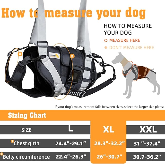 Dog Lift Harness for Large Dogs,Full Body Dog Sling Carrier with Handle,for Up Stair/Back Legs Support/Dogs Joint Injuries/Arthritis (X-Large)