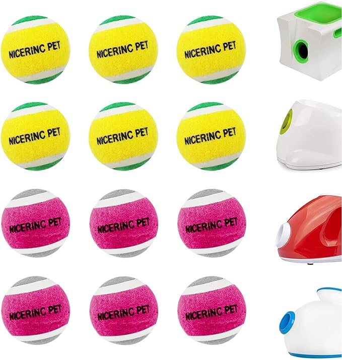 HOCTRAKA, NICERINC PET X-Small Dog Tennis Balls Dog Toys Ball 1.5" Pack of 12, Fit Ball Launchers