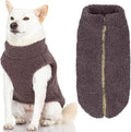 Gooby Sherpa Vest Dog Sweater - Warm Gray, Large - Warm Fuzzy Fleece Step in Dog Jacket Without Ring Leash for Small to Medium Dogs