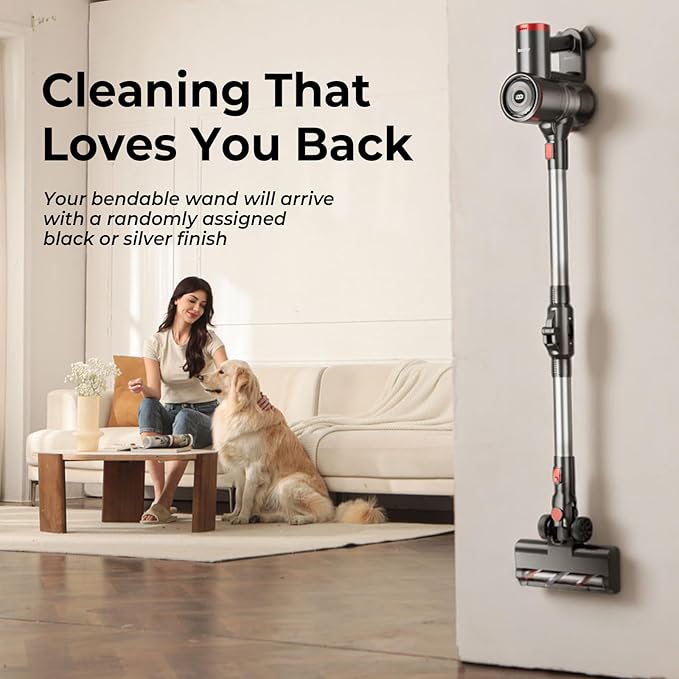Cordless Vacuum Cleaner with Back-Saving&Self-Standing,Upright Vacuum Cleaners for Home,Anti-Tangle,Powerful Suction,Stick Vacuum Cordless Rechargeable for Hard Floors,Carpets,Pet Hair,Car