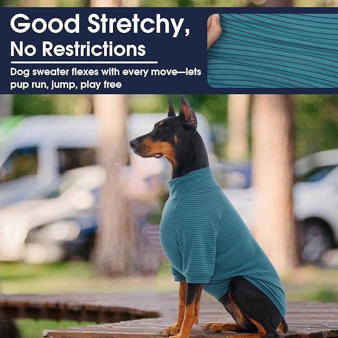 IECOii 2 Pack Dog Fleece Sweater for Small Dogs, Warm Dog Turtleneck with Stretch for Dachshund, Cozy Fall Winter Pullover Dogs Sweatshirt with Sleeve, Indoor & Outdoor Sweaters for Walking, M